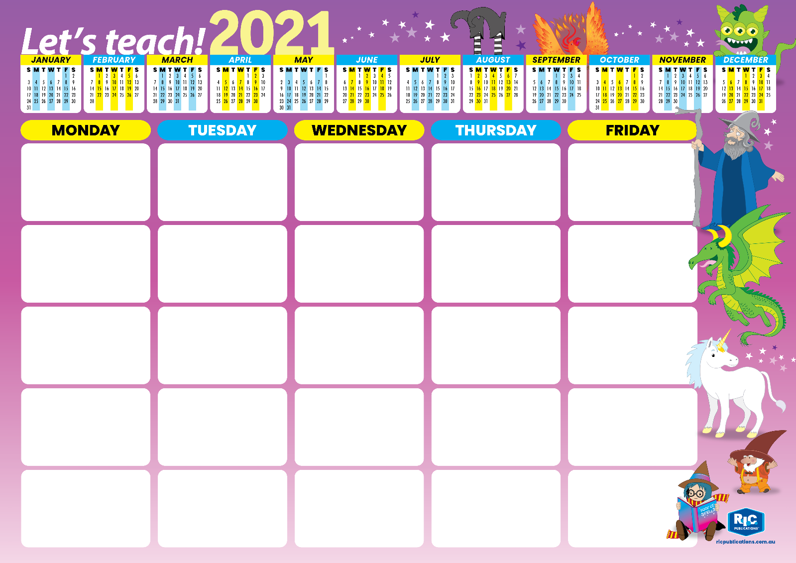 Free Editable 2021 Calendar Pack RIC Publications