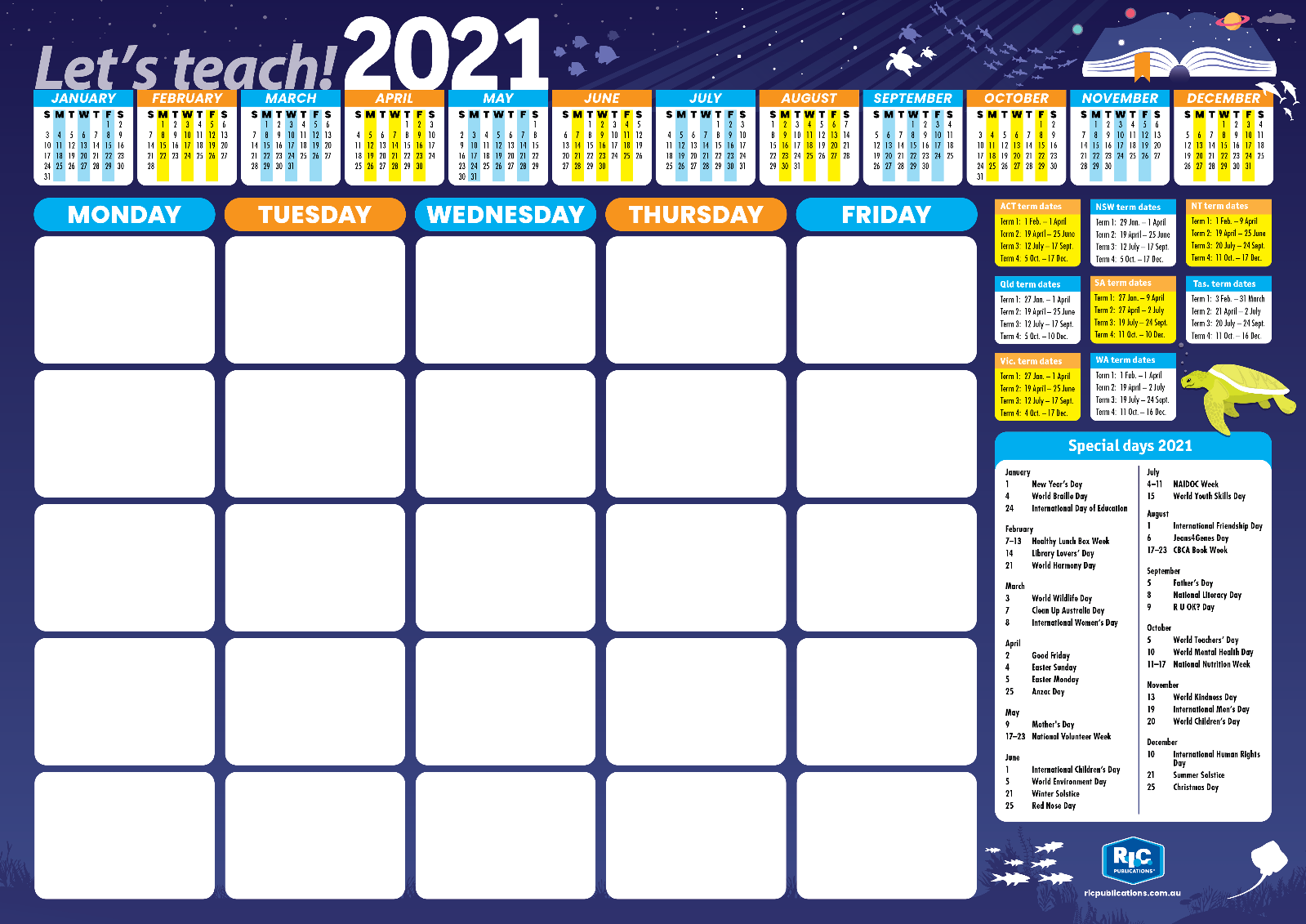 Free Editable 2021 Calendar Pack RIC Publications