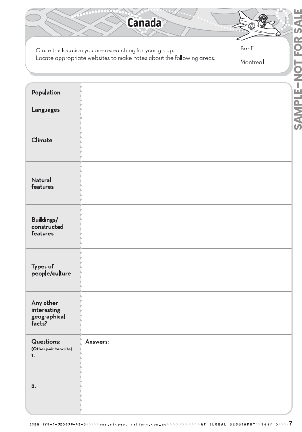 Australian Curriculum Geography (Sample)