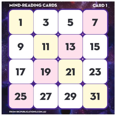 Paul Swan mind-reading card 1 | Math Resources Australia | RIC Publications