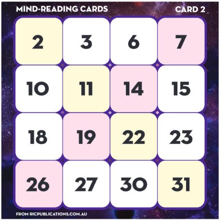 Paul Swan mind-reading card 2 | Math Resources Australia | RIC Publications