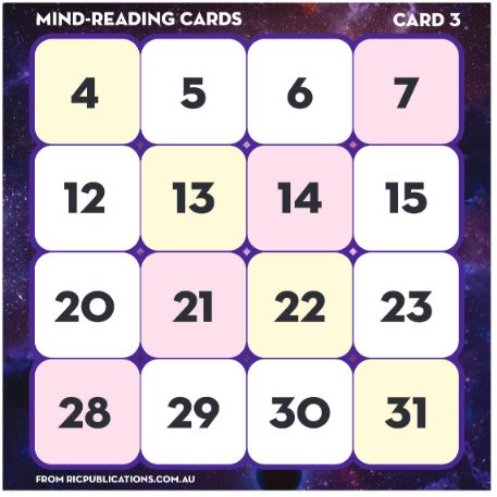 Paul Swan mind-reading card 3 | Math Resources Australia | RIC Publications