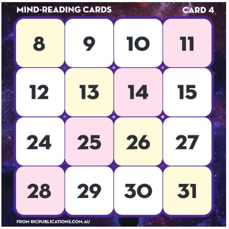 Paul Swan mind-reading card 4 | Math Resources Australia | RIC Publications