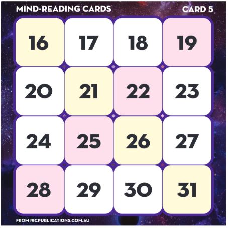 Paul Swan mind-reading card 5 | Math Resources Australia | RIC Publications