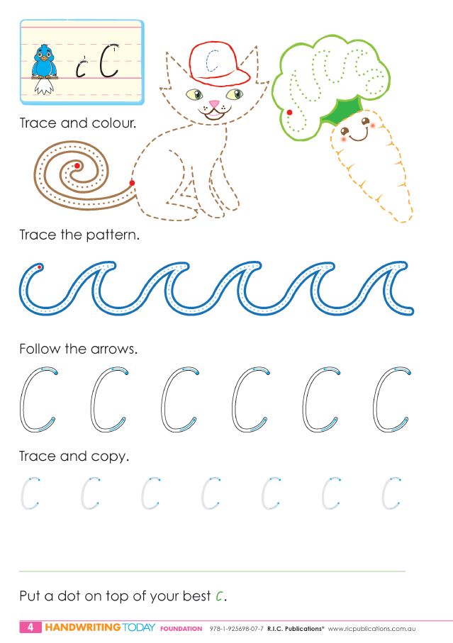 Handwriting Today Foundation Trace and colour sample page