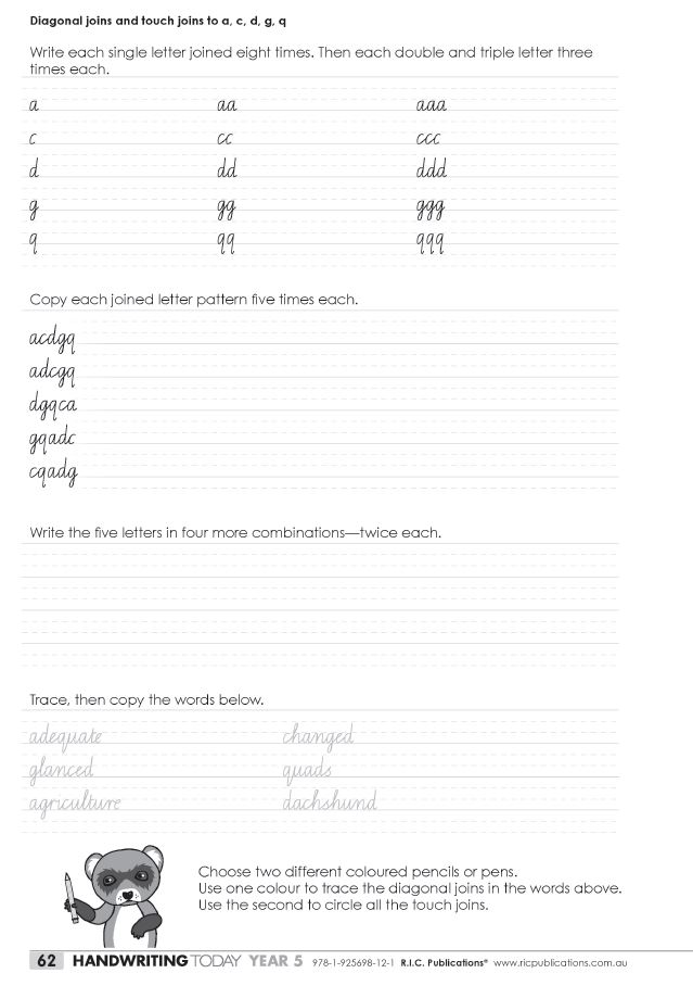 Handwriting Today Year 5 Diagonal Joins